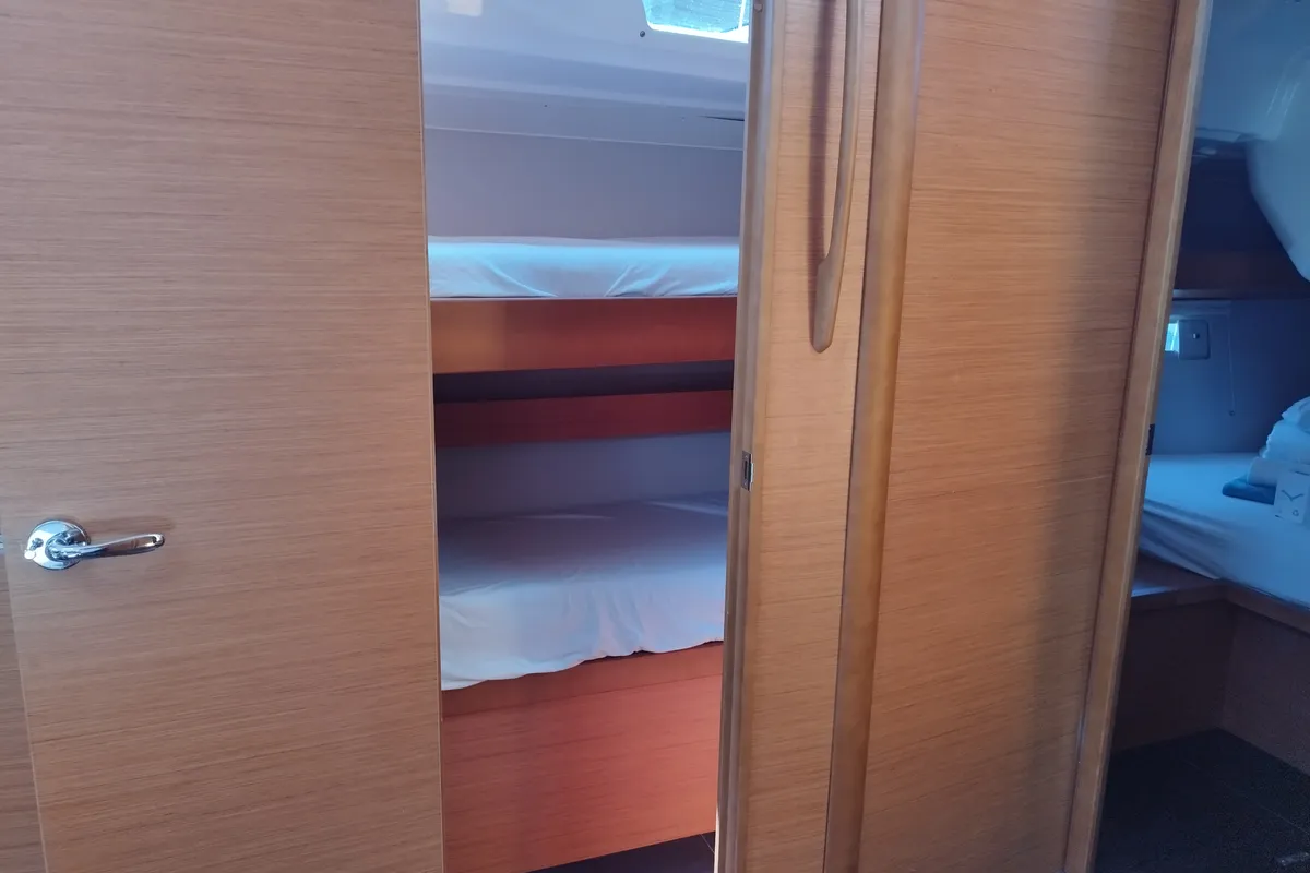 Cabin on Thymus, a Dufour 430 sailboat at Olbia, Italy