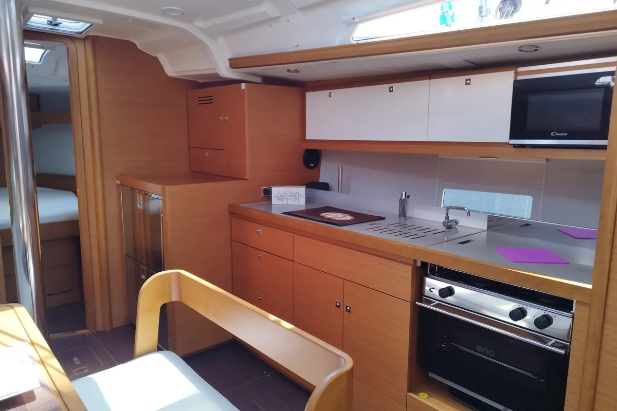 Galley of Thymus, a Dufour 430 sailboat at Olbia, Italy