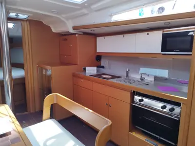 Galley of Thymus, a Dufour 430 sailboat at Olbia, Italy