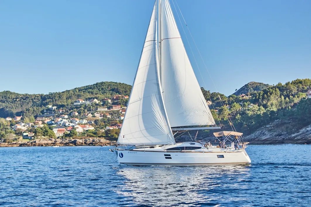 Exterior view of Amistad, a Elan Impression 40 sailboat at Vigo, Spain