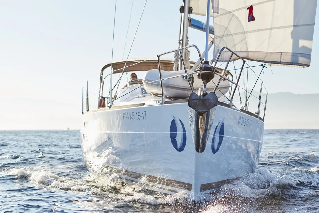 Exterior view of Amistad, a Elan Impression 40 sailboat at Vigo, Spain