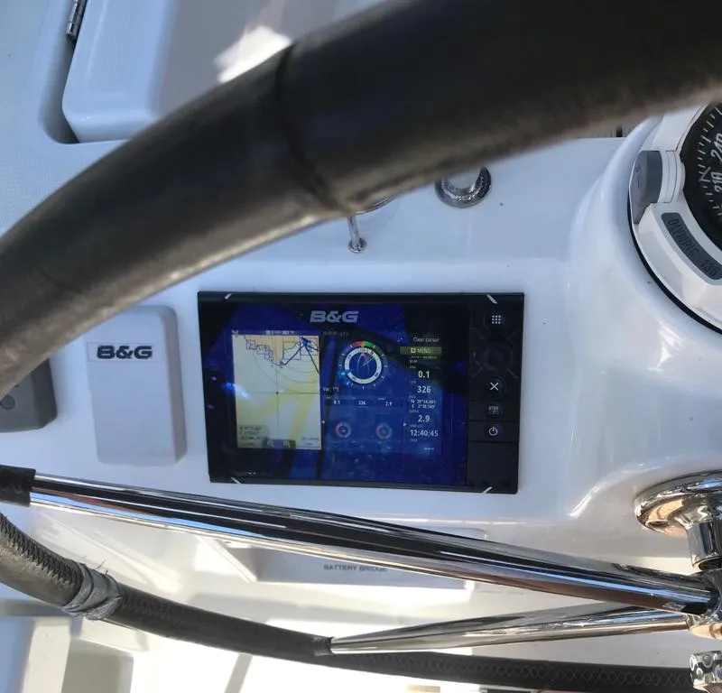Cockpit of Alboran Gin Tonic, a Beneteau Oceanis 45 sailboat at es Jonquet, Spain