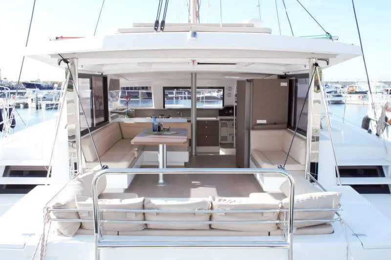 Exterior view of Fasteam One, a Bali 4.3 catamaran at Castellammare di Stabia, Italy