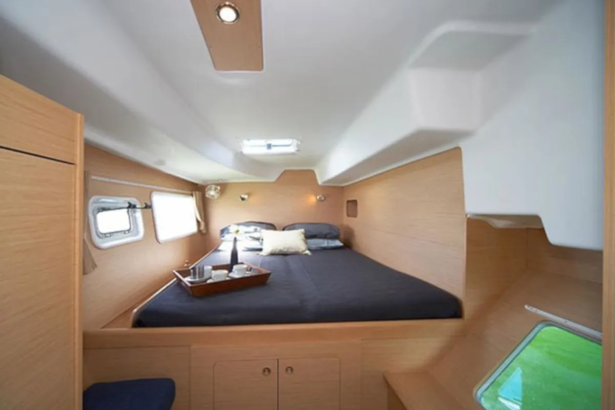 Cabin on Malvasia, a Lagoon 380 catamaran at Salerno, Italy
