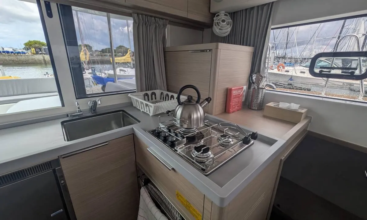 Galley of Last One, a Lagoon 40 catamaran at Pointe-à-Pitre, France