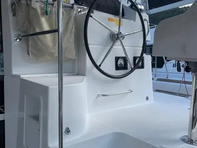 Cockpit of Last One, a Lagoon 40 catamaran at Pointe-à-Pitre, France