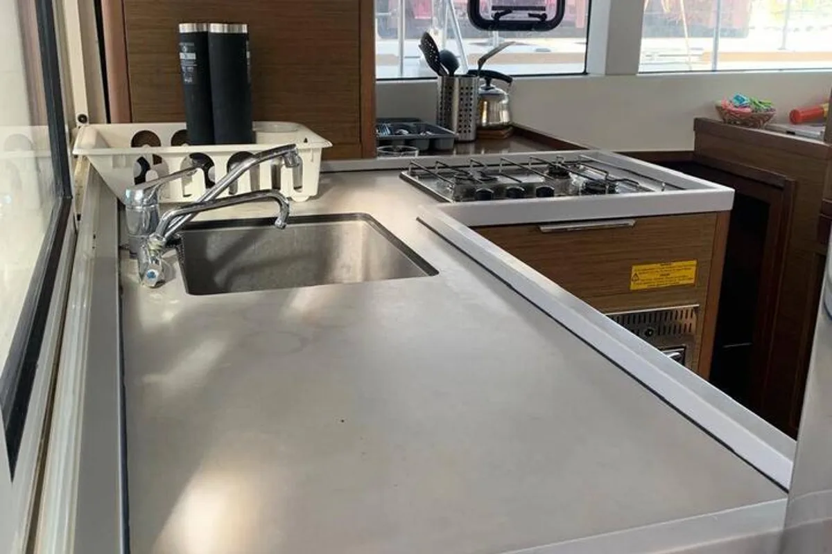 Galley of Last One, a Lagoon 40 catamaran at Pointe-à-Pitre, France