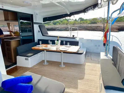 Galley of PASCAL, a Lagoon 42 catamaran at Sant Antoni de Portmany, Spain