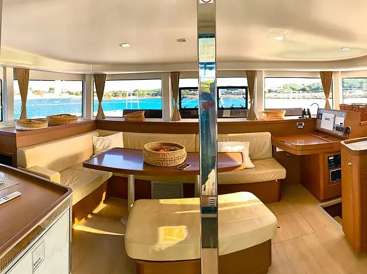 Salon of PASCAL, a Lagoon 42 catamaran at Sant Antoni de Portmany, Spain