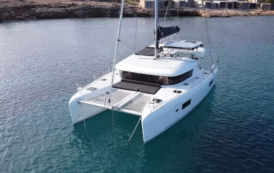 Deck of PASCAL, a Lagoon 42 catamaran at Sant Antoni de Portmany, Spain