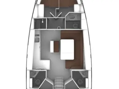 Floor plan of Miber Stella, a Bavaria Cruiser 46 sailboat at Fethiye, Turkey