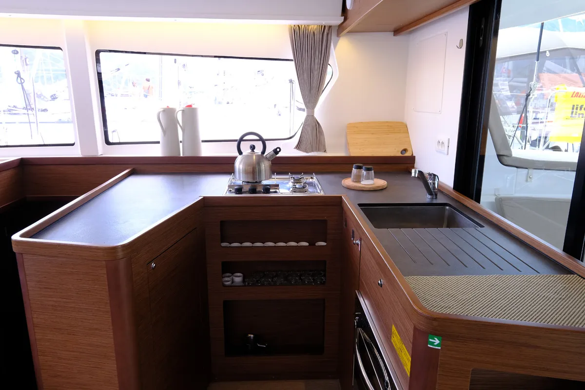 Galley of Soffio, a Lagoon 42 catamaran at Fethiye, Turkey