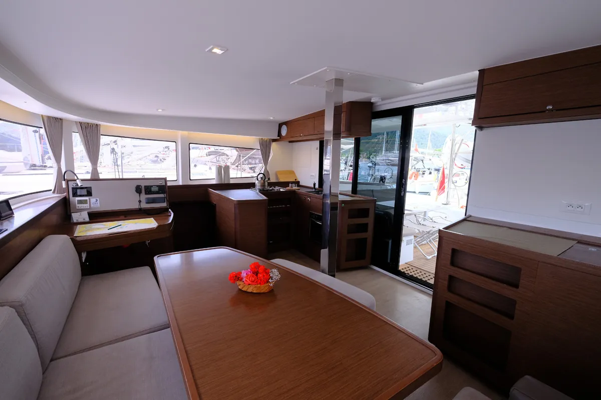 Galley of Soffio, a Lagoon 42 catamaran at Fethiye, Turkey