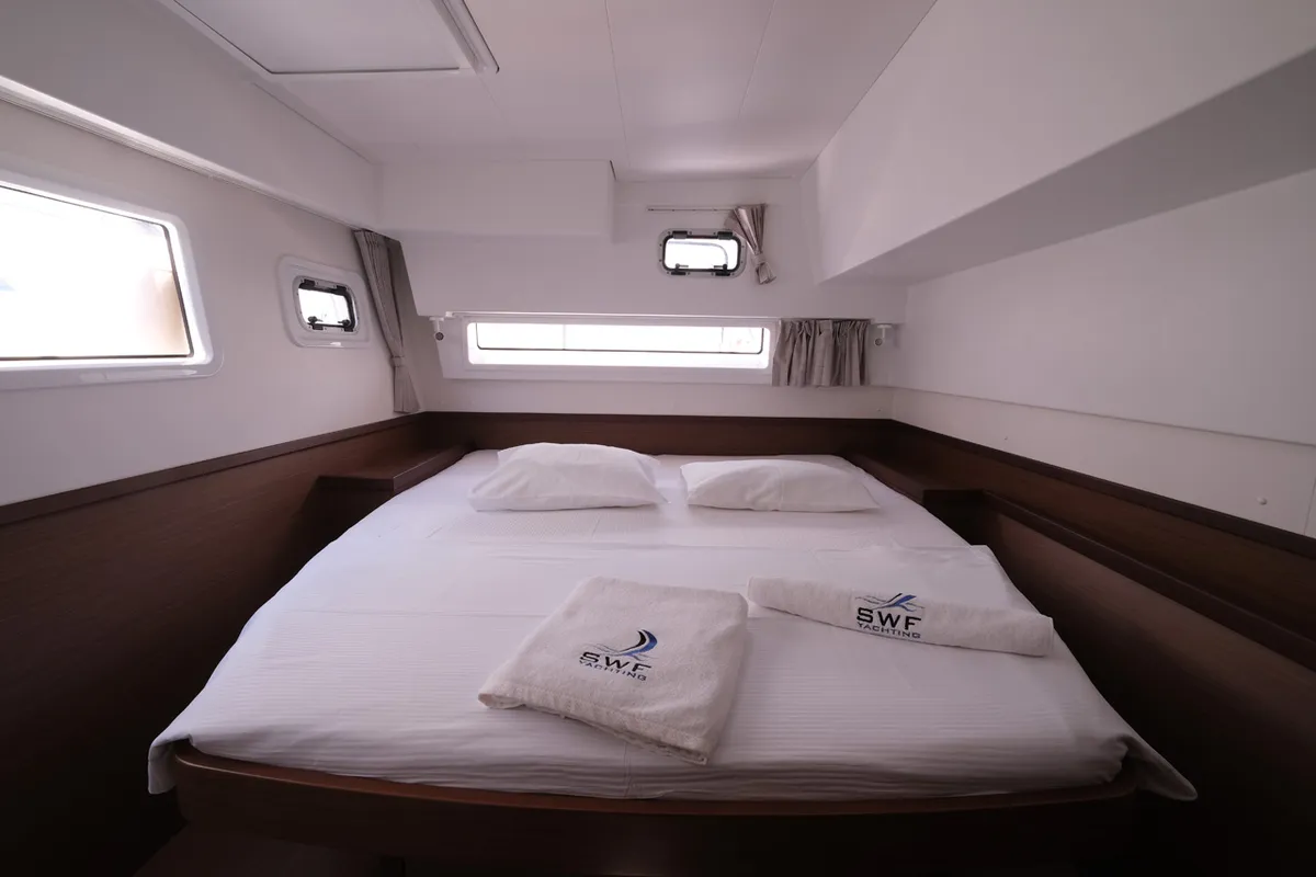 Cabin on Soffio, a Lagoon 42 catamaran at Fethiye, Turkey