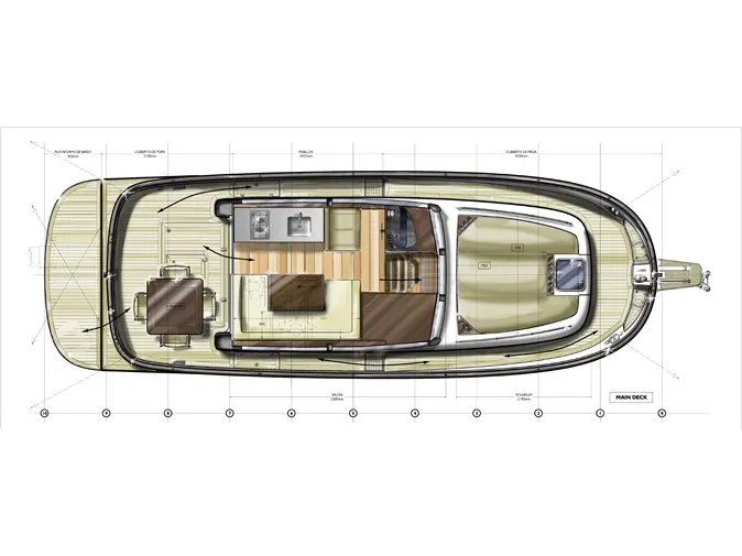 Floor plan of Sasga Yachts Menorquin 34 HT, a motorboat at Sitges, Spain