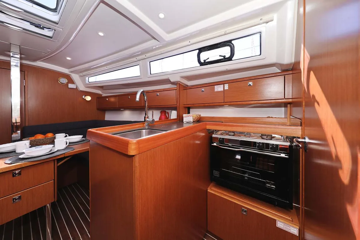Galley of Moja Niska, a Bavaria Cruiser 33 sailboat at Murter, Croatia