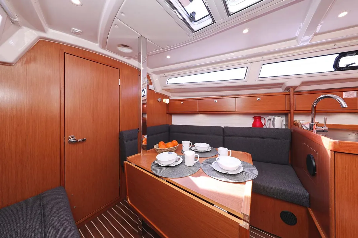 Salon of Moja Niska, a Bavaria Cruiser 33 sailboat at Murter, Croatia