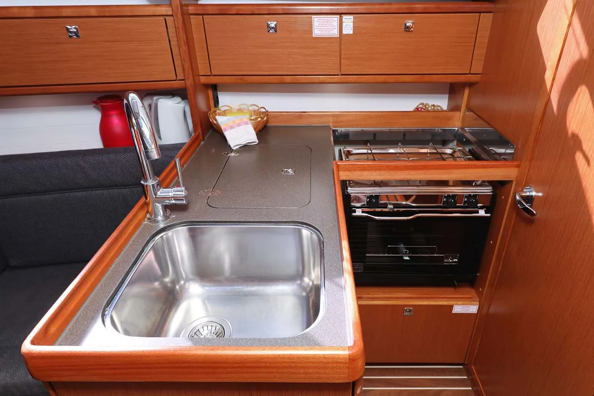 Galley of Moja Niska, a Bavaria Cruiser 33 sailboat at Murter, Croatia