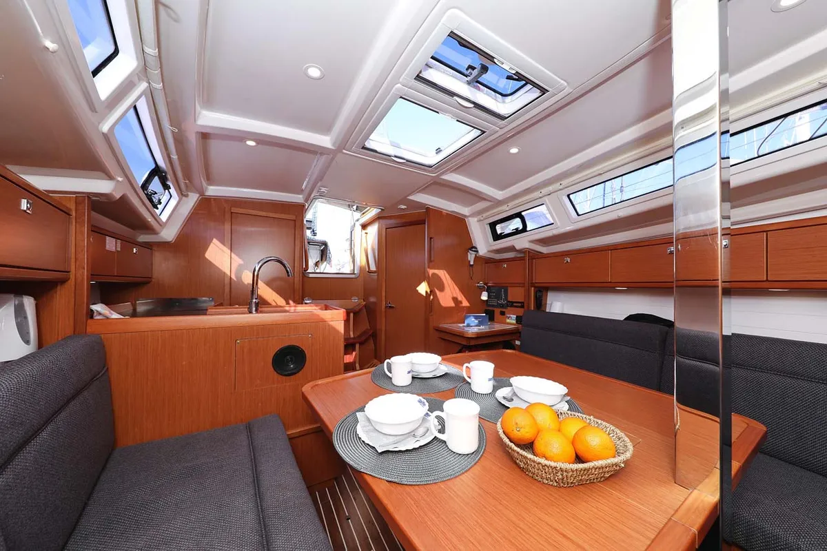 Salon of Moja Niska, a Bavaria Cruiser 33 sailboat at Murter, Croatia