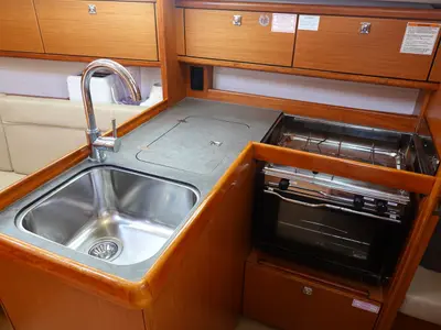 Galley of Maverick, a Bavaria 34 sailboat at Road Town, British Virgin Islands