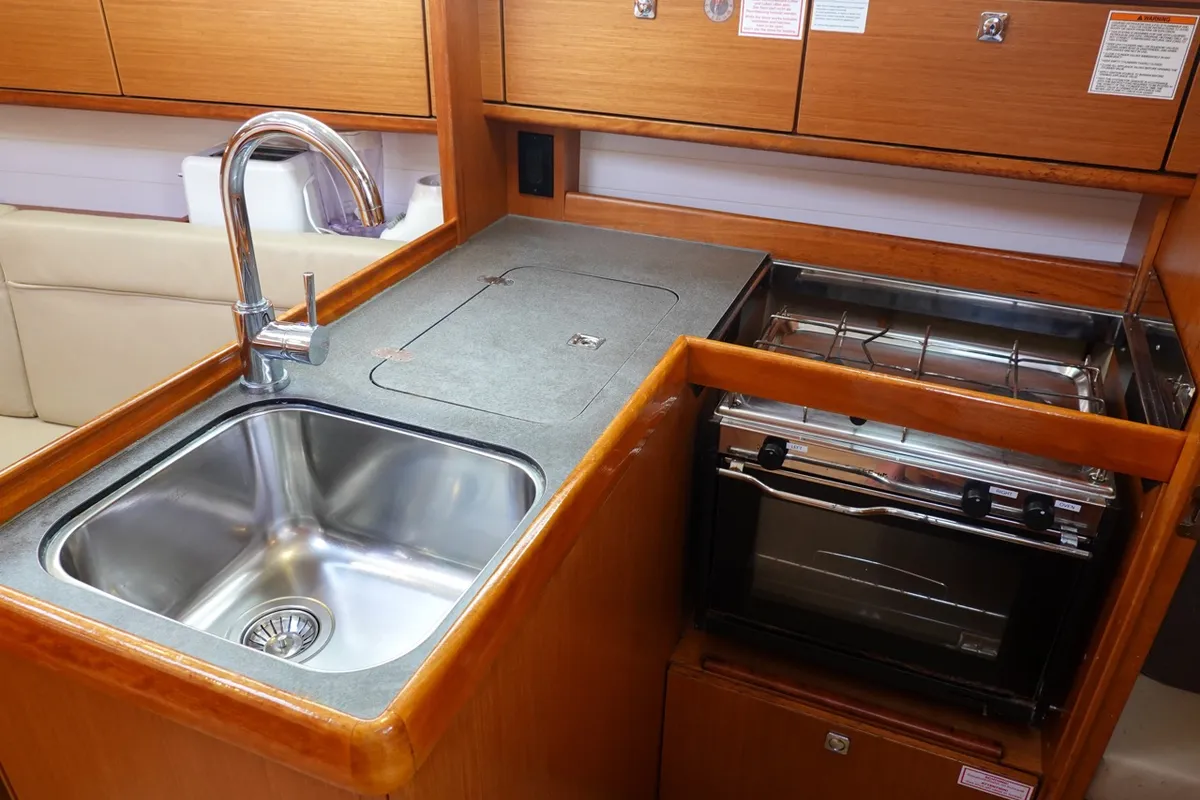 Galley of Maverick, a Bavaria 34 sailboat at Road Town, British Virgin Islands