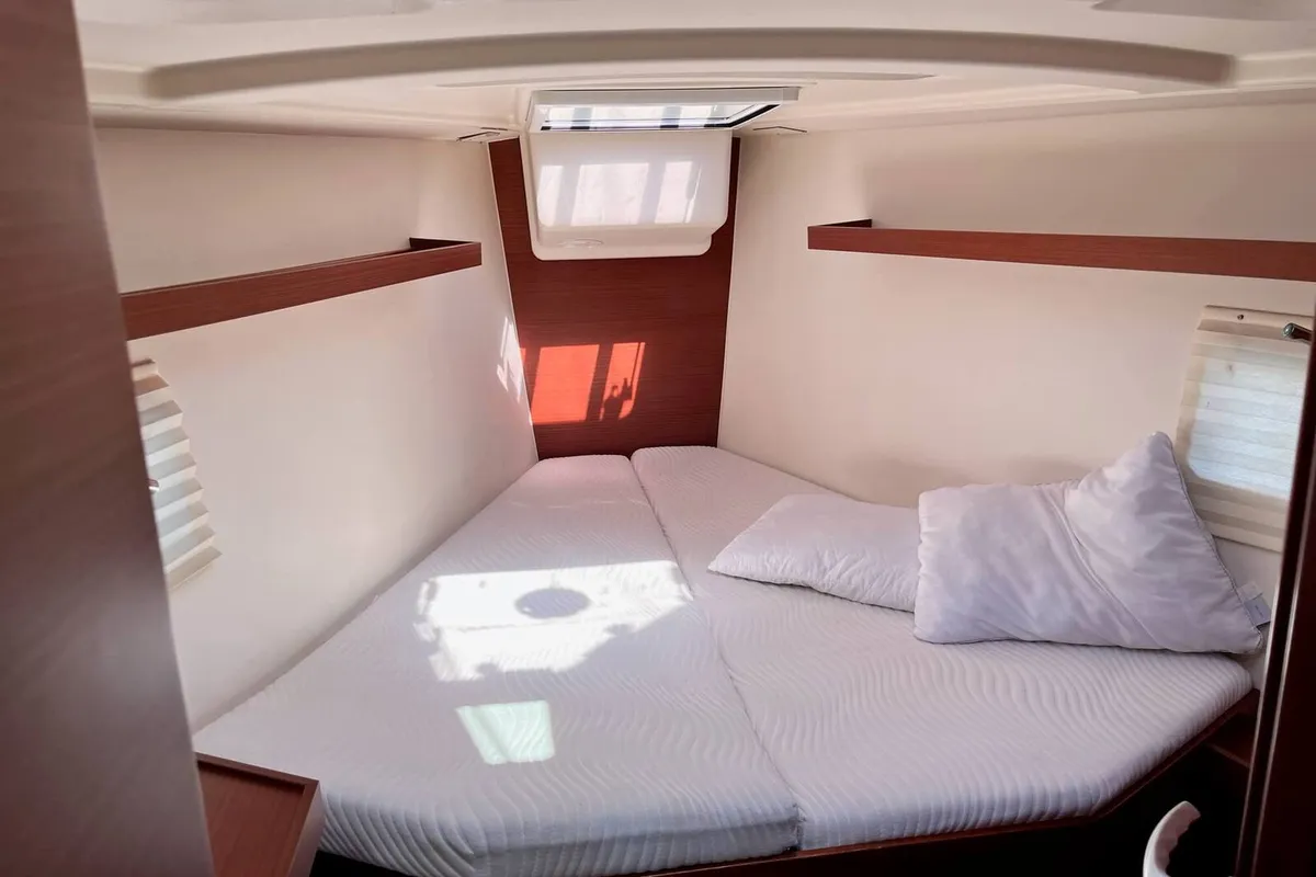 Cabin on Shrimp, a Hanse 418 sailboat at Thessaloniki, Greece