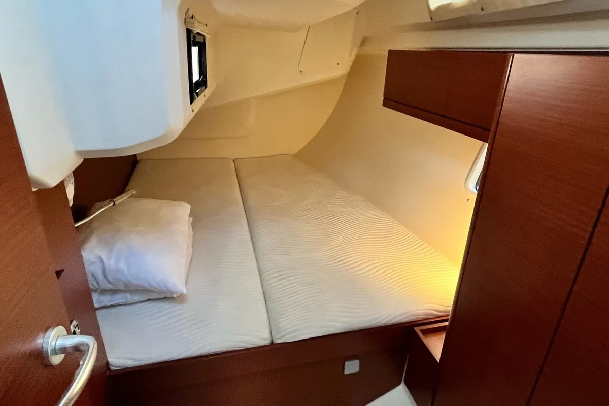 Cabin on Shrimp, a Hanse 418 sailboat at Thessaloniki, Greece