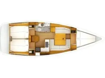 Floor plan of STAR FISH, a Jeanneau Sun Odyssey 389 sailboat at Propriano, France
