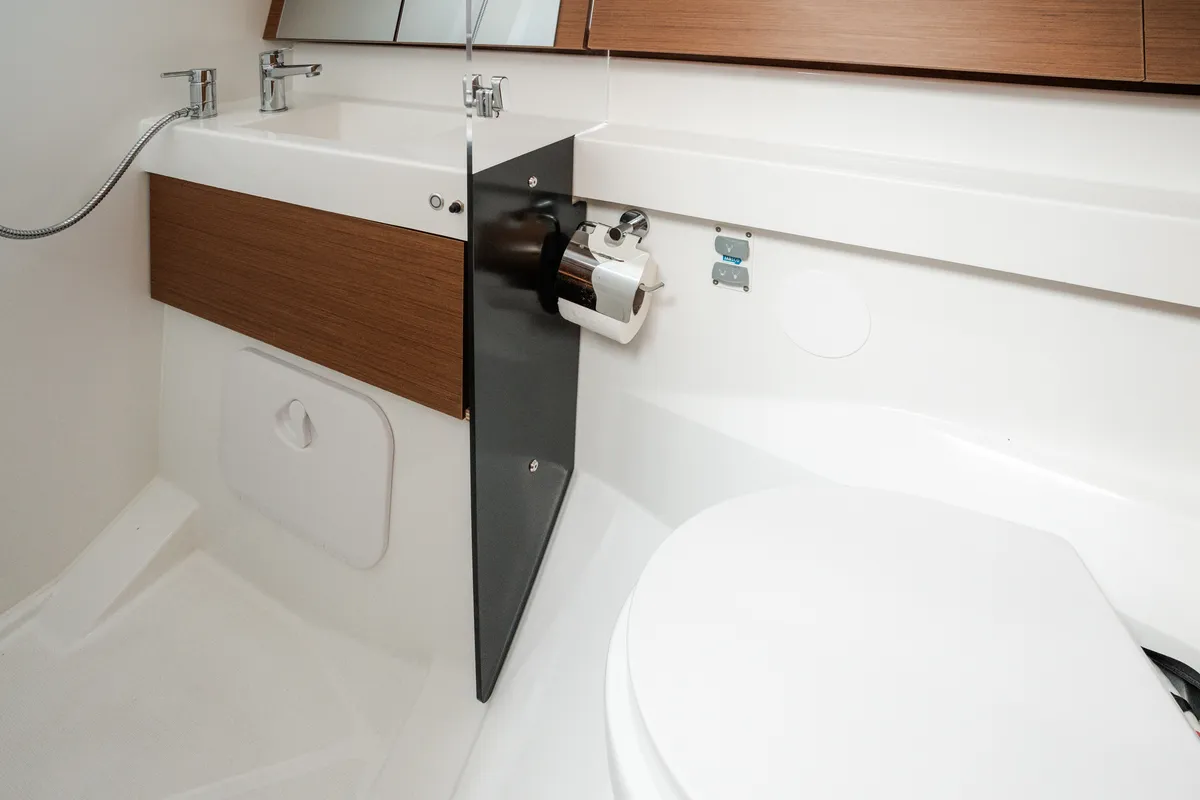 Head on Pheia - Comfort line, a Jeanneau Sun Odyssey 410 sailboat at Rosignano Solvay, Italy