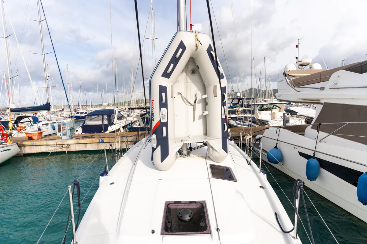 Exterior view of Pheia - Comfort line, a Jeanneau Sun Odyssey 410 sailboat at Rosignano Solvay, Italy