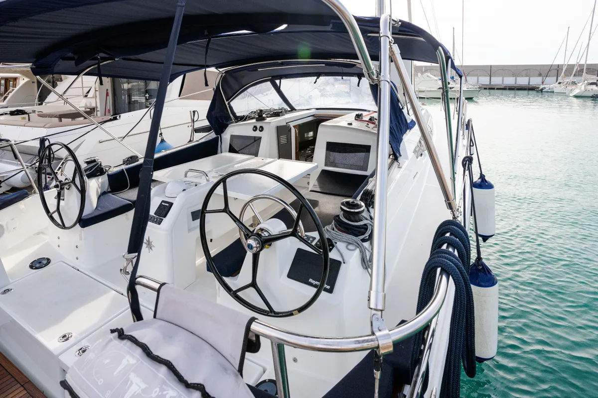 Exterior view of Pheia - Comfort line, a Jeanneau Sun Odyssey 410 sailboat at Rosignano Solvay, Italy
