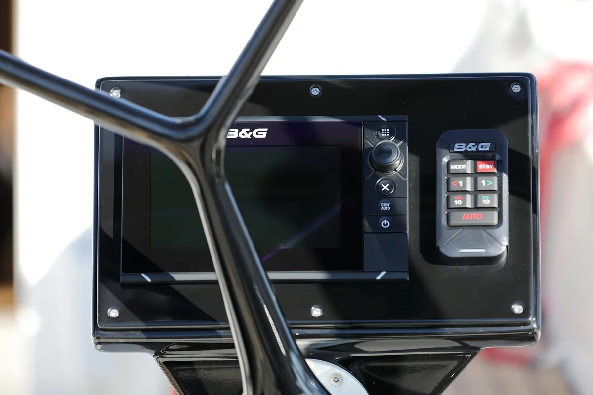 Cockpit of Anna Camilla, a More 40 sailboat at Trogir, Croatia