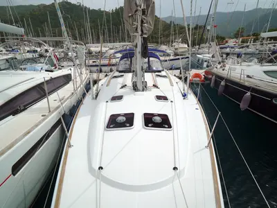 Deck of Night & Day, a Jeanneau Sun Odyssey 44 i sailboat at Marmaris, Turkey