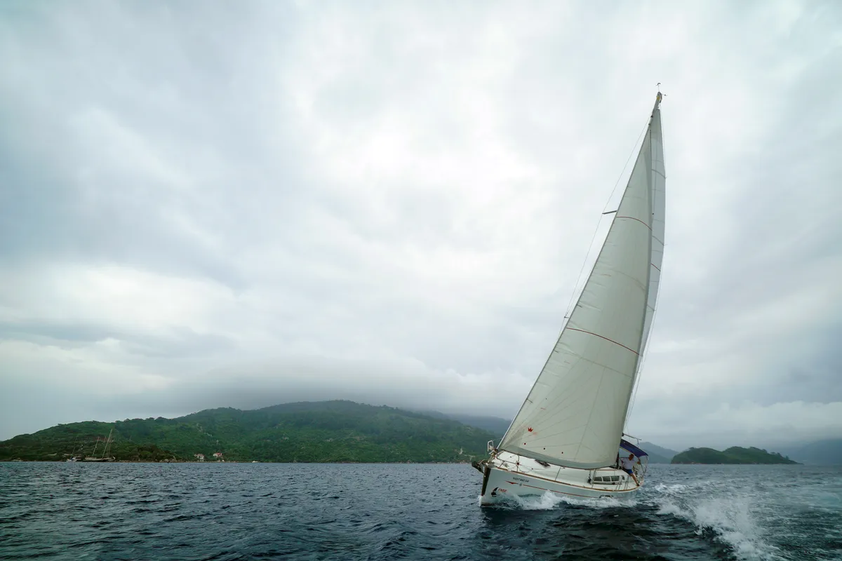 Exterior view of Night & Day, a Jeanneau Sun Odyssey 44 i sailboat at Marmaris, Turkey