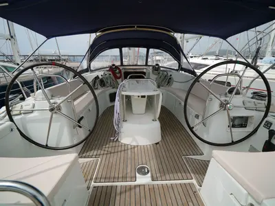 Cockpit of Night & Day, a Jeanneau Sun Odyssey 44 i sailboat at Marmaris, Turkey