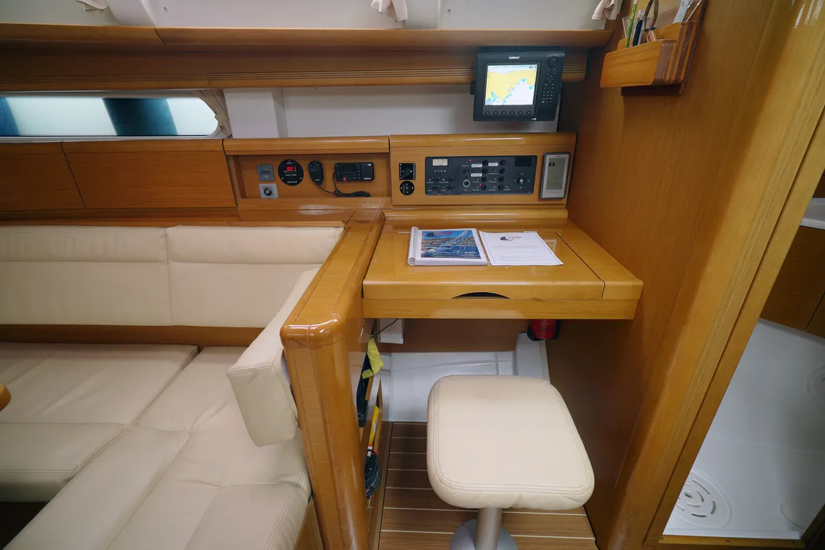 Salon of Night & Day, a Jeanneau Sun Odyssey 44 i sailboat at Marmaris, Turkey
