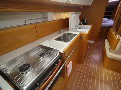 Galley of Night & Day, a Jeanneau Sun Odyssey 44 i sailboat at Marmaris, Turkey