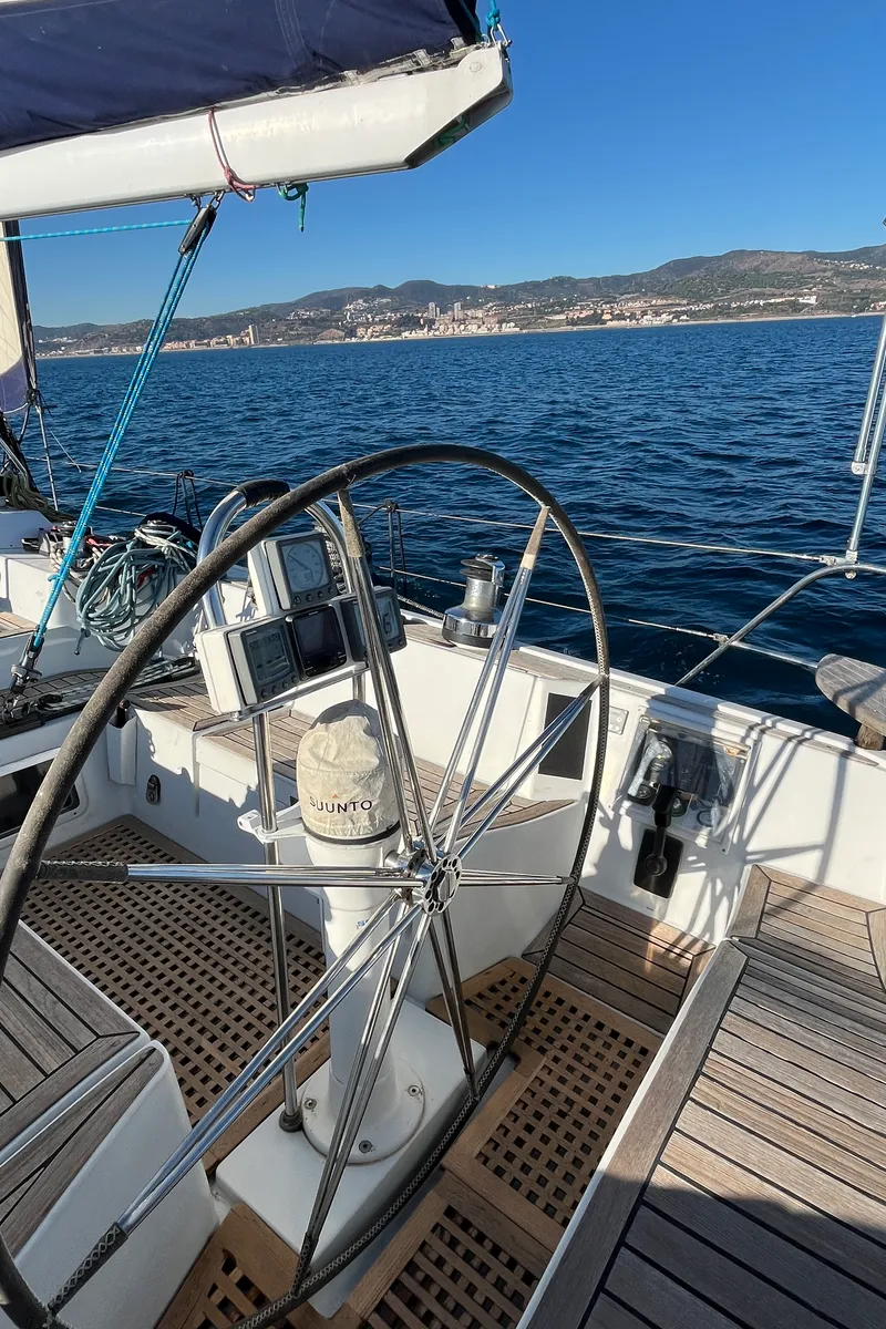 Cockpit of Classic, a Grand Soleil 45 sailboat at Palamós, Spain