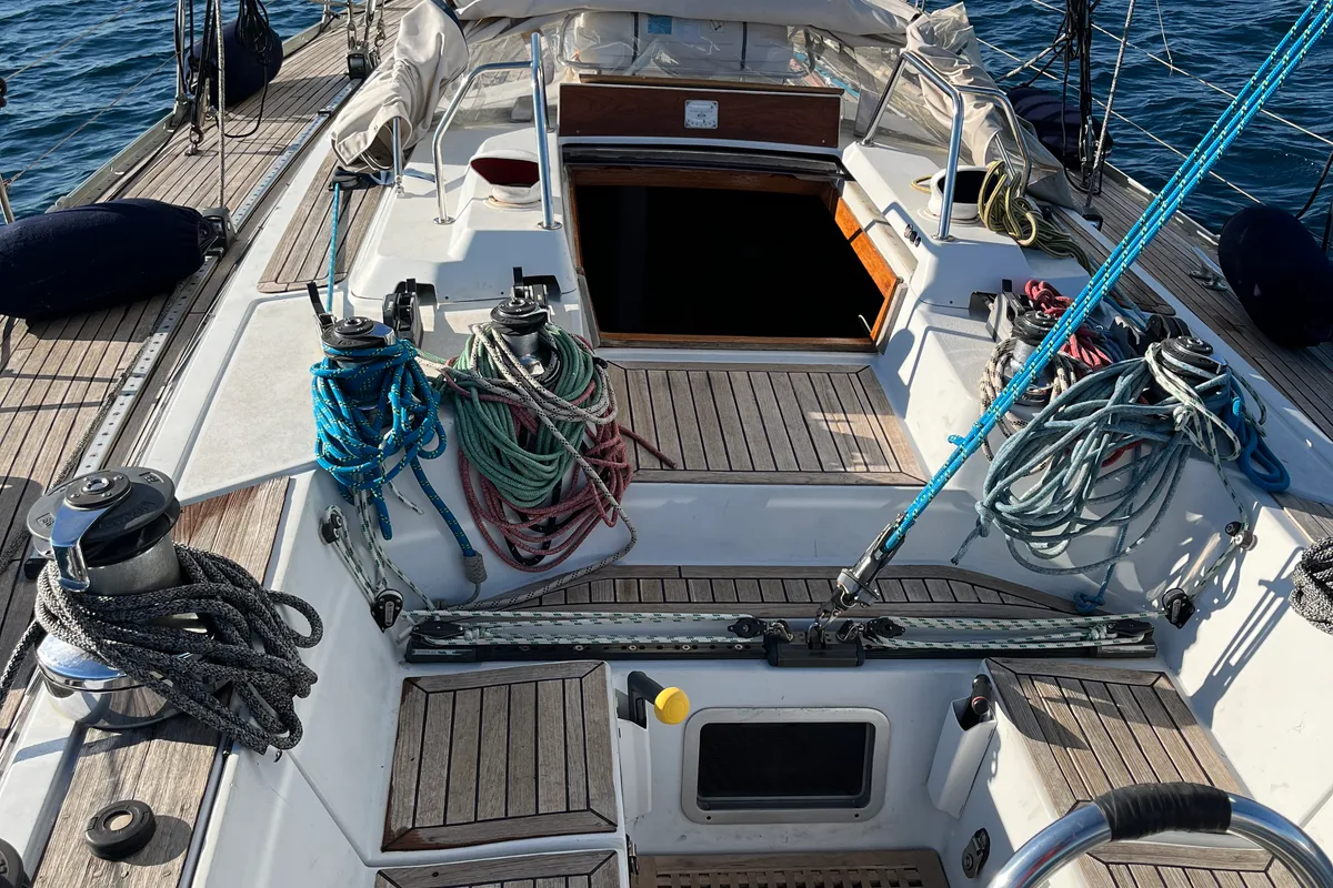 Deck of Classic, a Grand Soleil 45 sailboat at Palamós, Spain