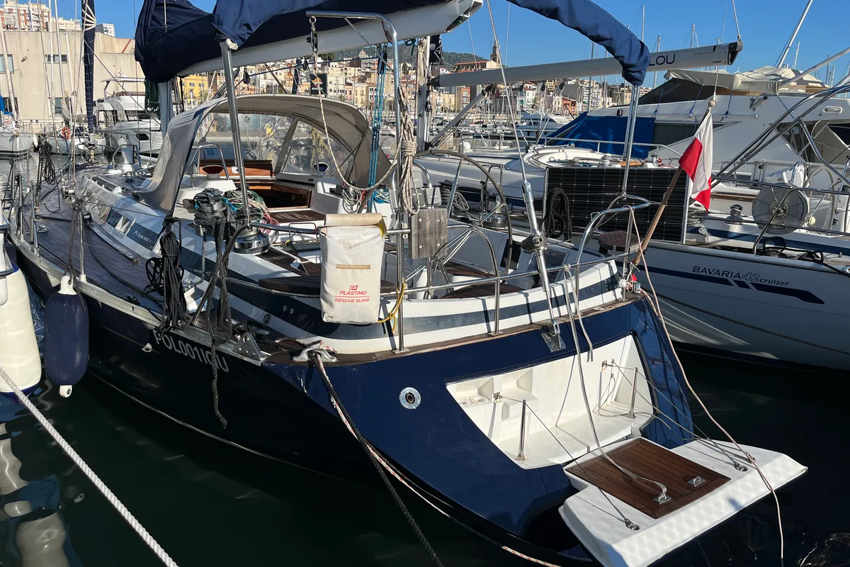 Exterior view of Classic, a Grand Soleil 45 sailboat at Palamós, Spain