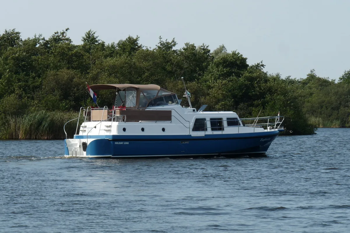 Exterior view of Gulet Holiday 1300, a motorboat at Akkrum, Netherlands