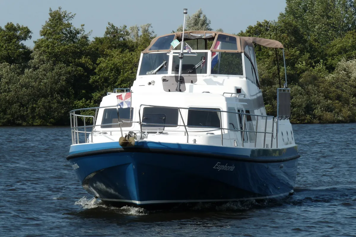 Exterior view of Gulet Holiday 1300, a motorboat at Akkrum, Netherlands