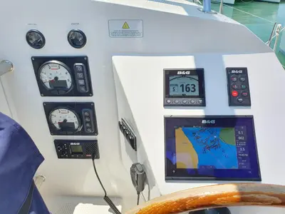 Cockpit of Melinda Jane, a Island Spirit 410 catamaran at Mai Khao, Thailand