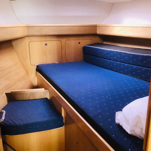 Cabin on Bagass, a Feeling 39 sailboat at Kerners, France