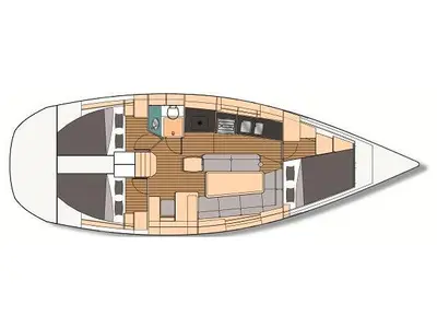 Floor plan of Bagass, a Feeling 39 sailboat at Kerners, France