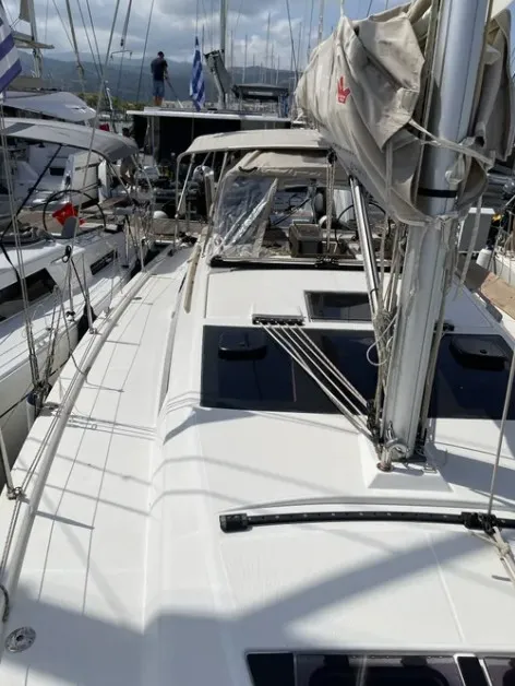 Deck of Swell, a Dufour 390 Grand Large sailboat at Municipal Unit of Apollonioi, Greece