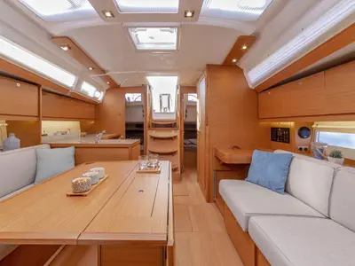 Salon of Swell, a Dufour 390 Grand Large sailboat at Municipal Unit of Apollonioi, Greece