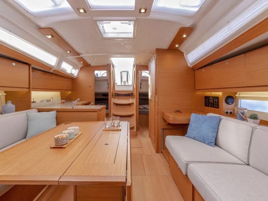 Salon of Swell, a Dufour 390 Grand Large sailboat at Municipal Unit of Apollonioi, Greece