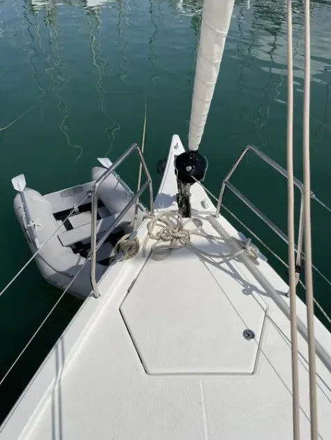 Deck of Swell, a Dufour 390 Grand Large sailboat at Municipal Unit of Apollonioi, Greece