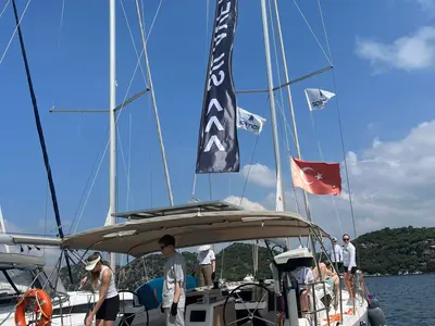 Deck of Isabella, a Dufour 430 GL sailboat at Marmaris, Turkey